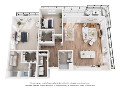 Floor plan for 2 beds, 2 baths, 1800 sqft